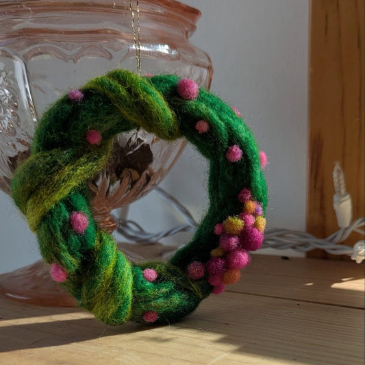 Holiday Wreath Ornament Needle Felting